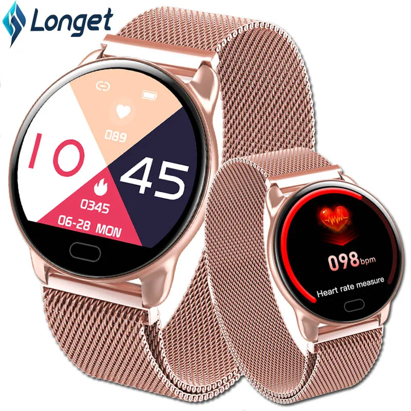 Longet K9 смарт-Браслет фитнес-трекер 1,22 дюймов цветной экран стальной ремешок для часов мониторинг сердечного ритма спортивный Smartband для мужчин и женщин