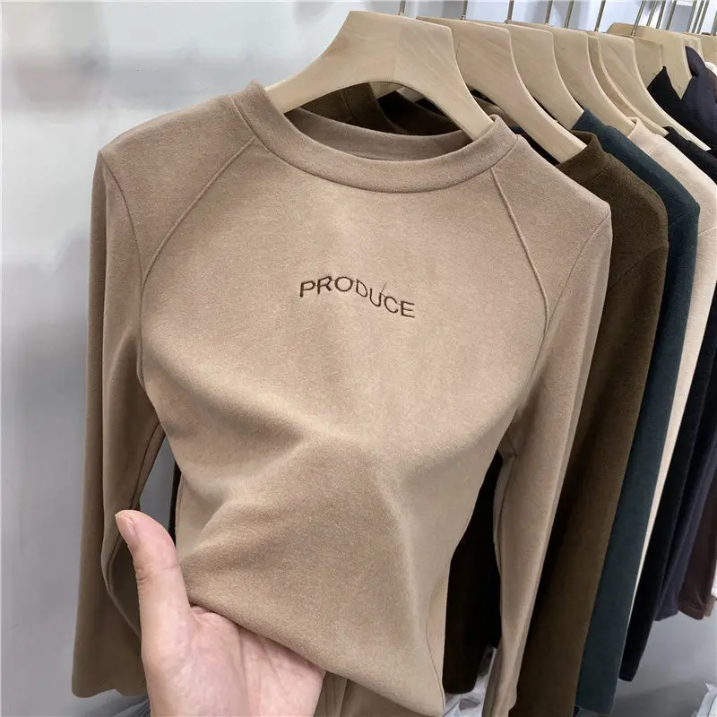 

Woman Tshirts Women's Embroidered Long Sleeve T-shirt Top Tops Mujer Camisetas