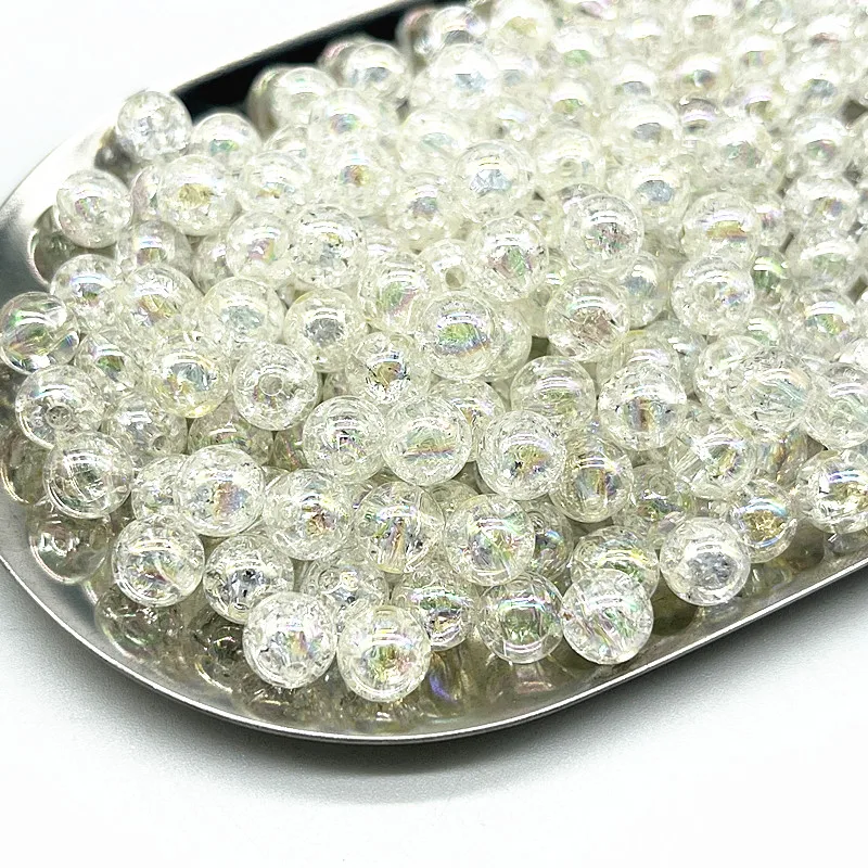 

Wholesale 8mm 10mm 12mm Round Acrylic Crackle Beads Loose Spacer Beads for Jewelry Making Diy Handmade Accessories