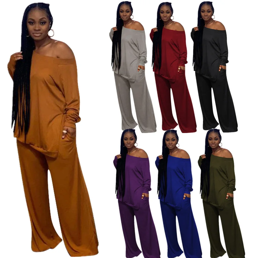 

FNOCE Cross-border Foreign Trade Women's clothing Hot Sale Two-piece Large Size Solid Color Fashion Loose Women's clothing