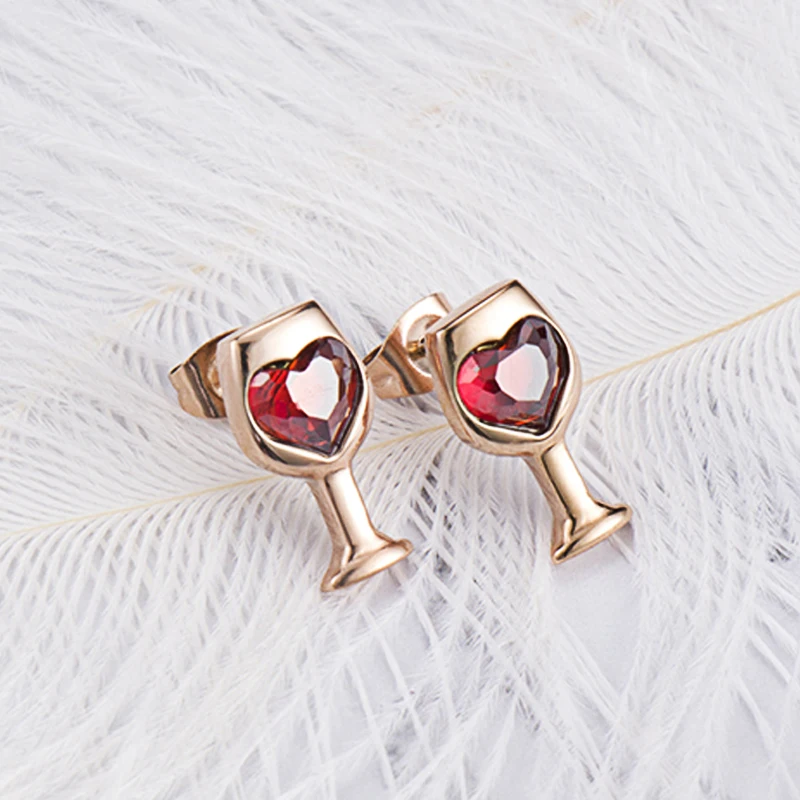 Женские серьги высшего качества из нержавеющей стали любовь красное сердце