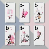 eiffel tower phone case transparent for iphone 13 12 11 pro mini xs xr x max 5 6 s 7 8 plus soft clear mobile bags