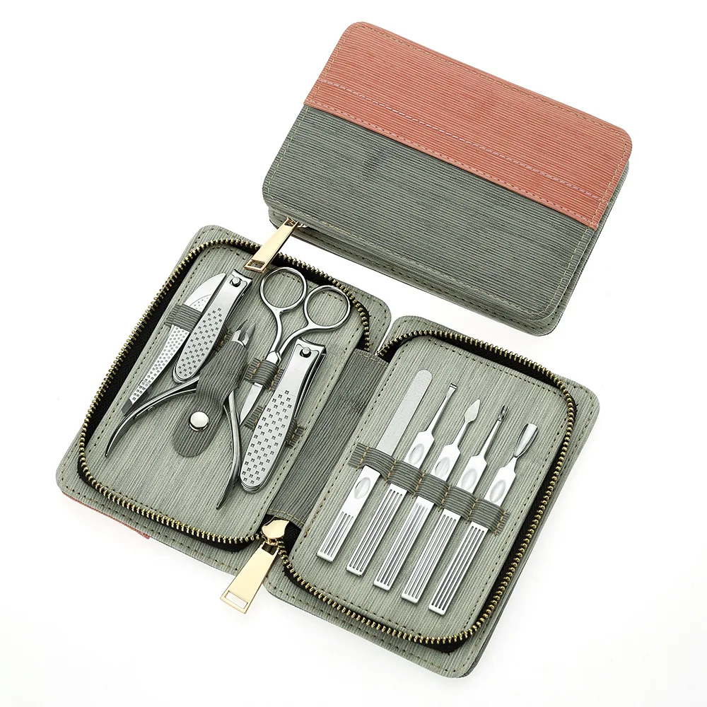 Quality Assurance Stainless Steel Professional Nail Clipper Pedicure Set with Scissor Tweezer PU Cover Manicure Tools