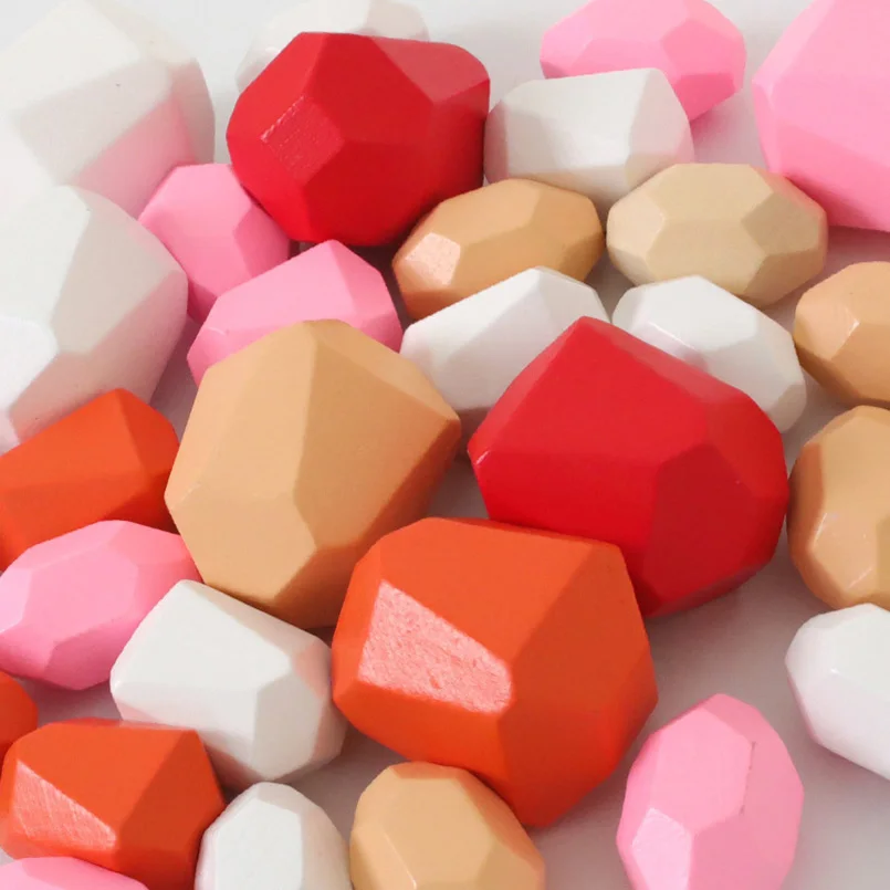 

Baby Toys Wooden Wooden Jenga Building Block Colored Stone Puzzles Toys Educational Stacking Game Rainbow Stone Wooden Toys