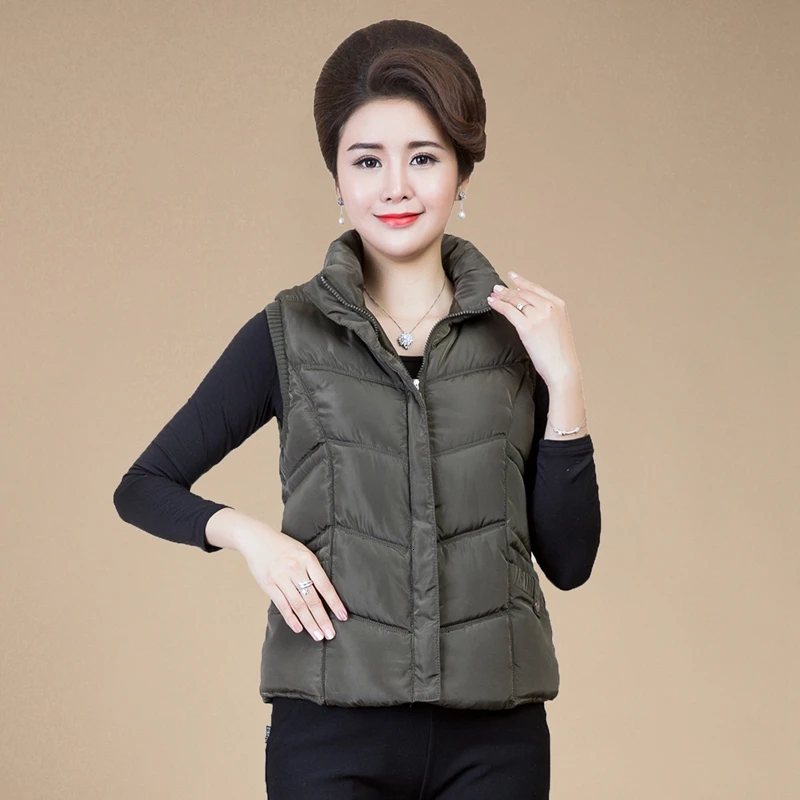 Женский стеганый жилет на молнии теплый короткий в Корейском стиле большие