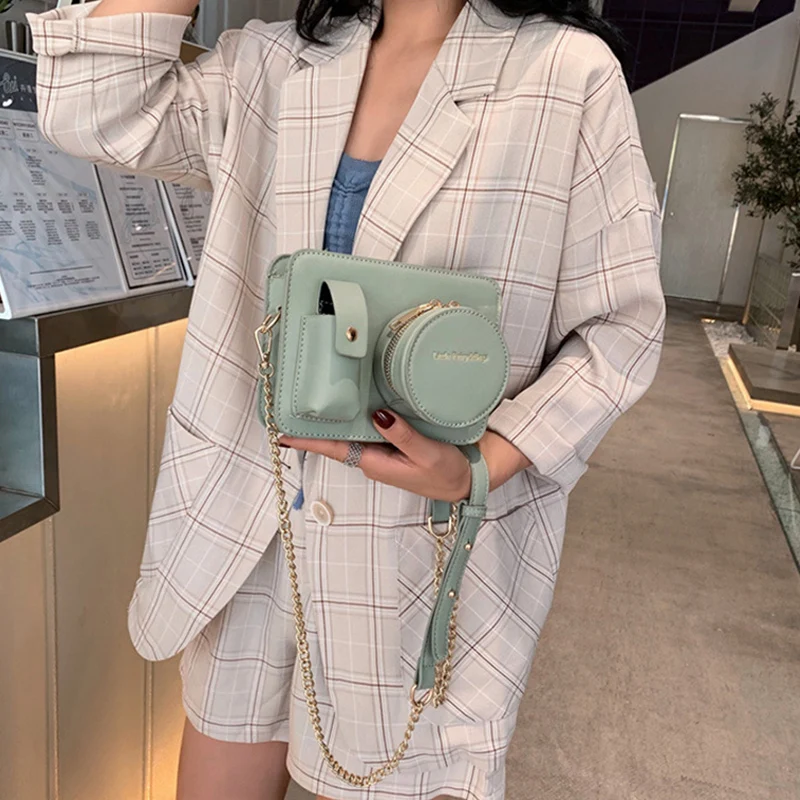 Модные сумки через плечо в форме камеры для женщин дамские сумочки из