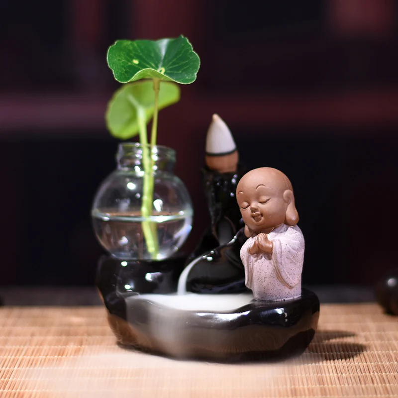 Стеклянная ваза Маленький монах с 10 конусами керамический обратный поток