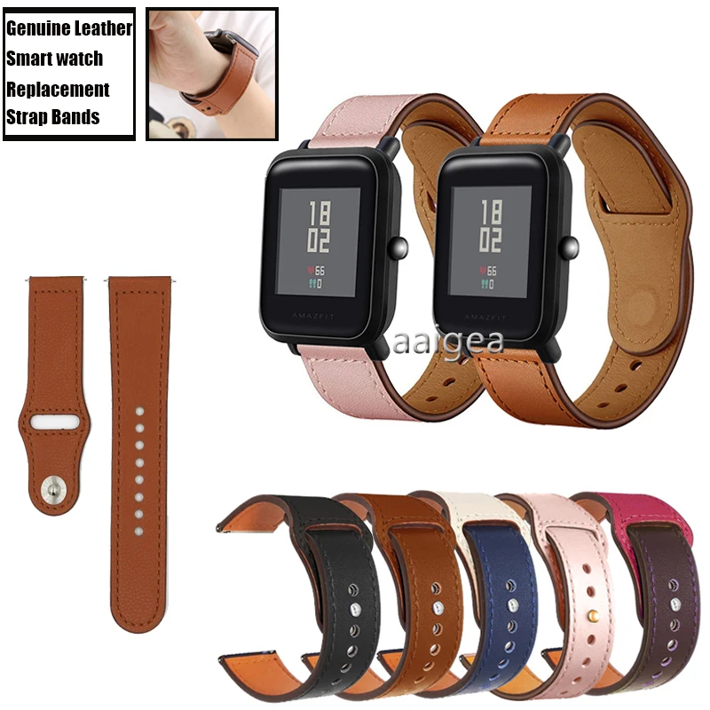 

20mm 22mm Genuine Leather Band Strap for Huami Amazfit Bip Lite S U for Huami GTS 2 GTR 42mm Neo Replacement band strap