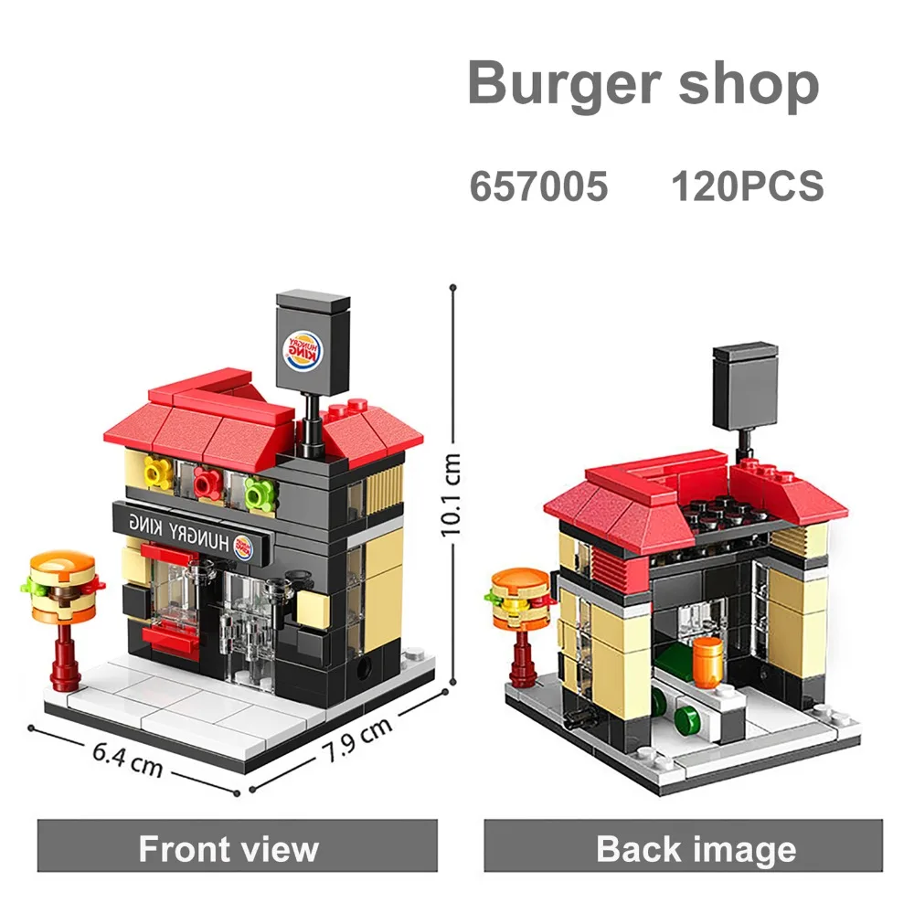 Модель уличной мини серии строительные блоки еда конфеты кафе цветок магазин образовательные фигурки