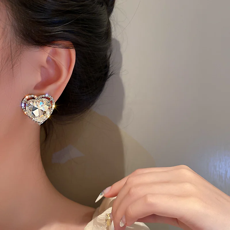 FYUAN Love Heart клипсы с кристаллами для женщин Bijoux No пирсинг геометрические Стразы