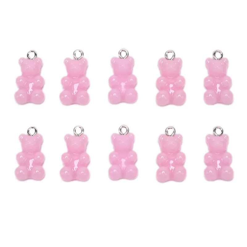 7 10 шт., хит, новинка, модные милые шармы Gummy Bear, плоская задняя часть, Полимерные Подвески, ожерелье, подвеска, серьги, подвески для украшения своими руками 1*1,7 см - Цвет: 7