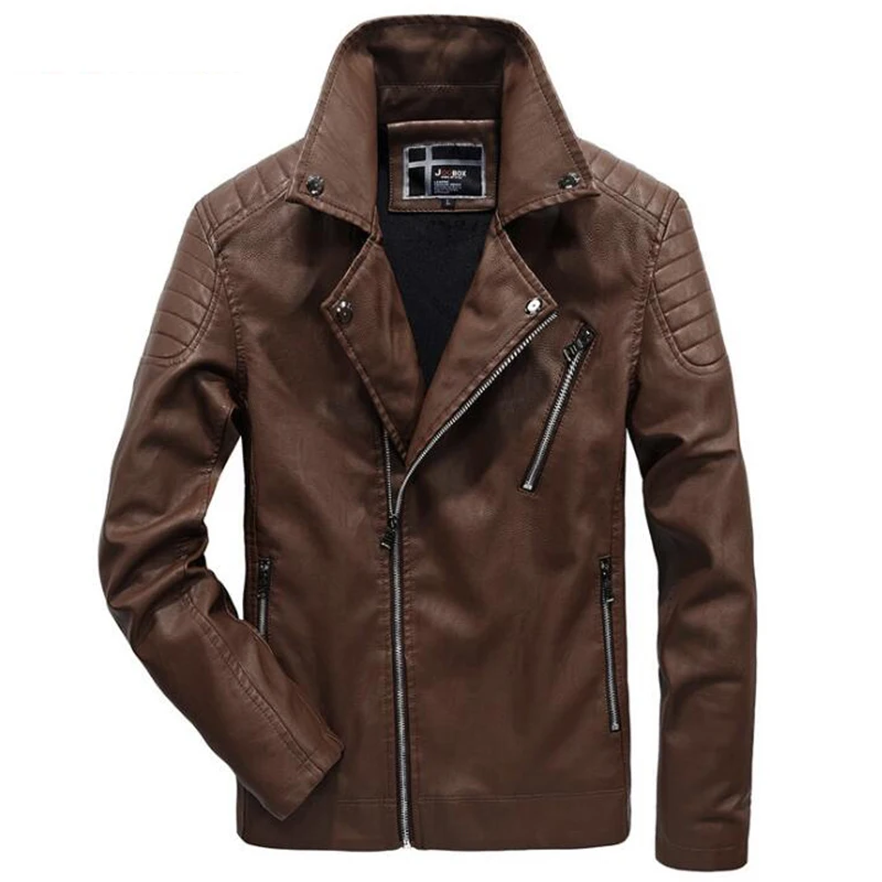 Горячая Распродажа Осень Зима кожаные куртки мужские повседневные флисовые