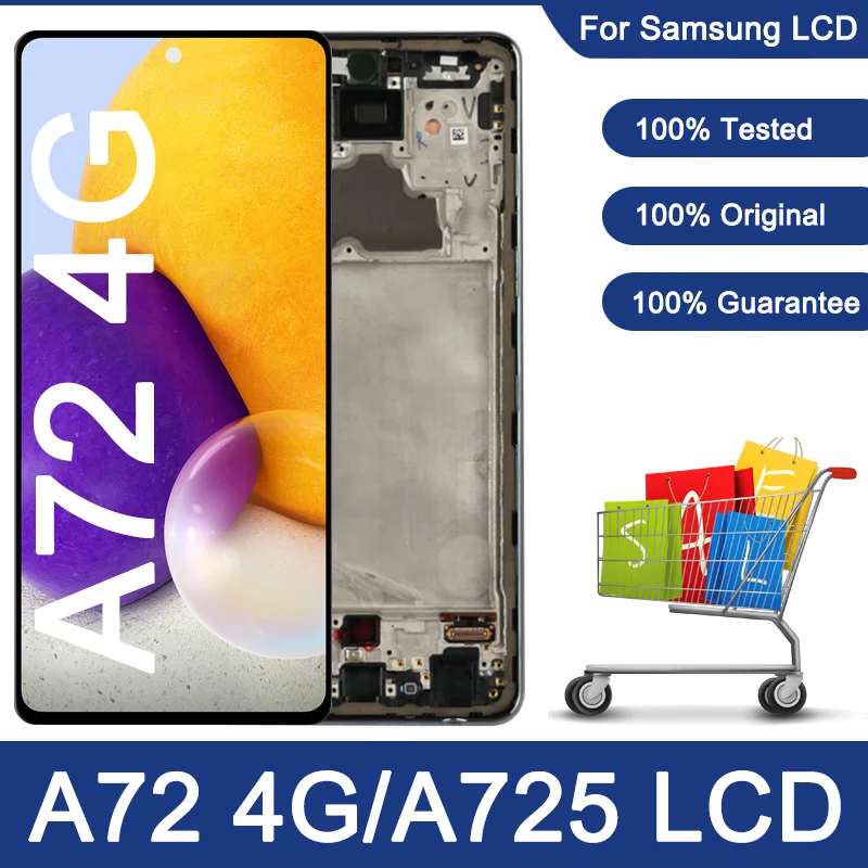 

ЖК-дисплей Super Amoled 6,7 дюйма для Samsung Galaxy A72 A725 A725F/DS, сенсорный экран с дигитайзером для Samsung A72 A725F, ЖК-дисплей