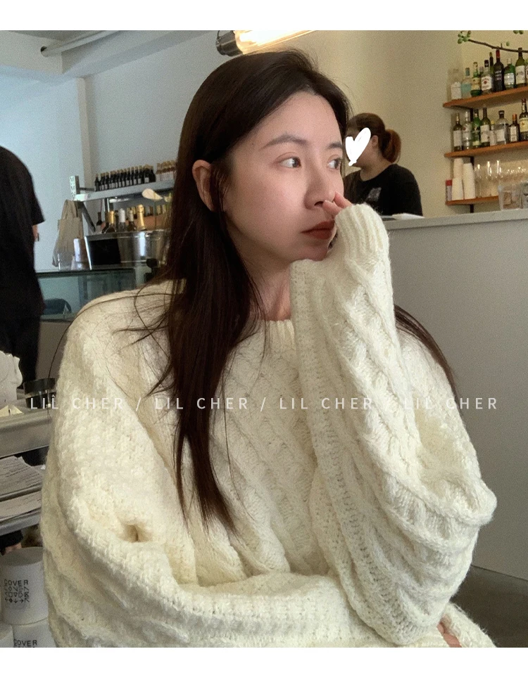 

Twist Pullover Sweater Jacket Women Loose Korean Casual Lazy Style Outer Wear Knitted Top