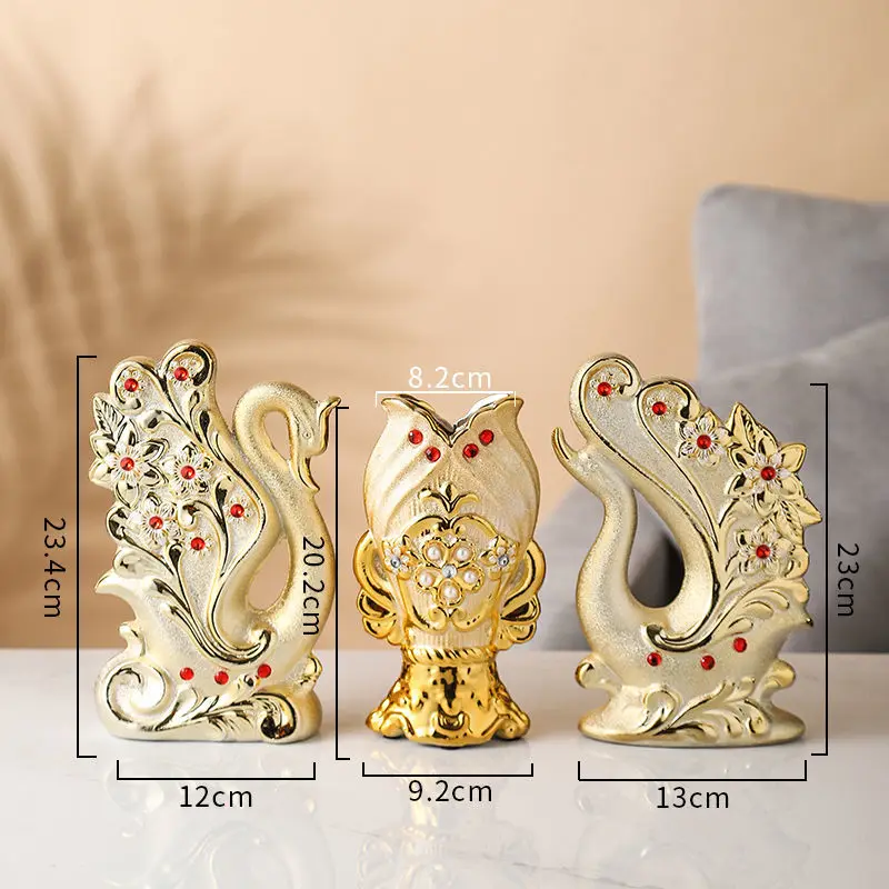 Керамические позолоченные ваза в форме лебедя для современных алмаз орнамент