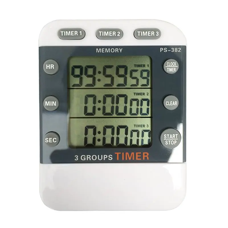 

Kitchen Countdown Sports Timer 99 Hours 12/24 hour clock Memory Reminder 3 Channel Count down Timer 3 Groups Timer