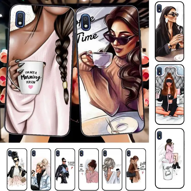 

FHNBLJ Princess Female boss coffee Phone Case for Samsung A51 01 50 71 21S 70 31 40 30 10 20 S E 11 91 A7 A8 2018
