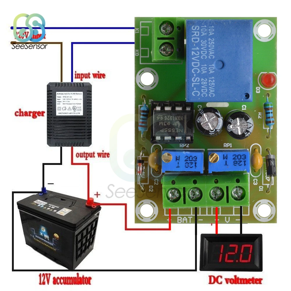 

XH-M601 12V Battery Charging Control Board Intelligent Charger Power Supply Control Module Panel Automatic Charging/Stop Switch