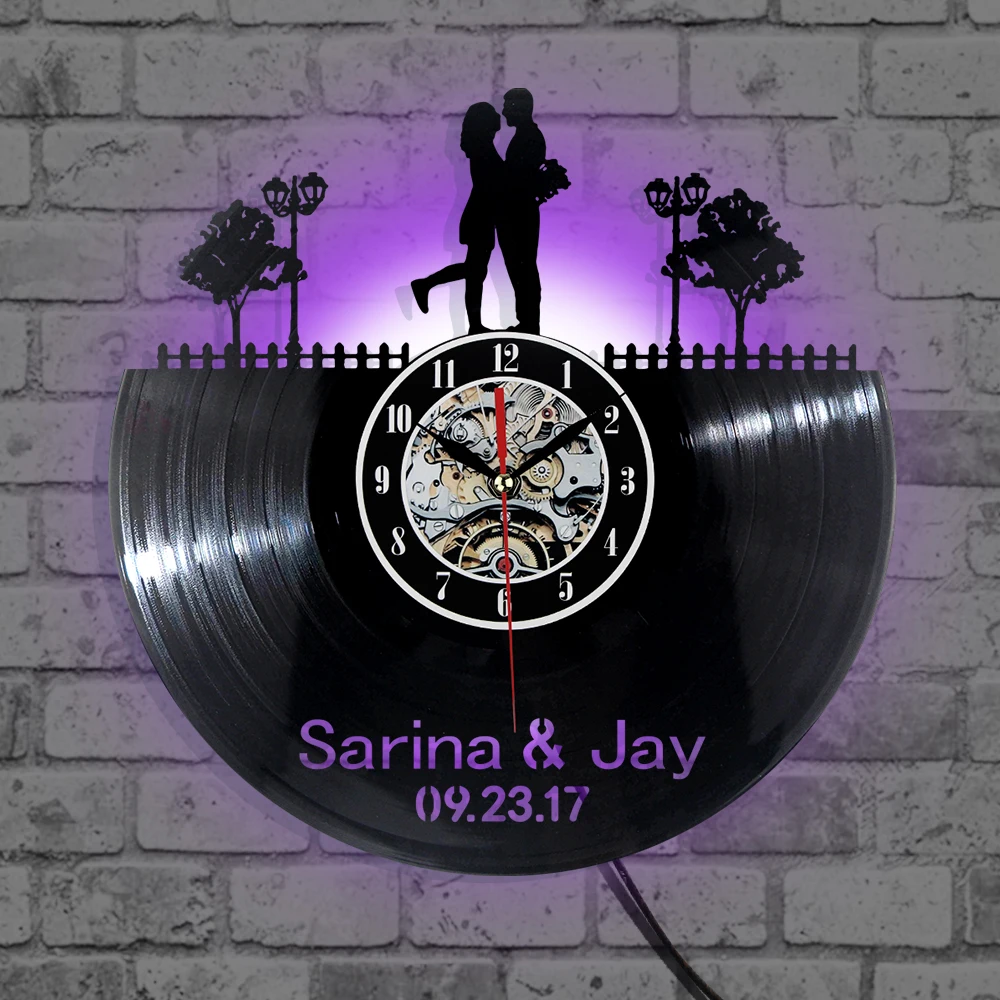 Виниловые настенные часы с записью Sarina & Jay дизайнерские Moden домашний декор новые
