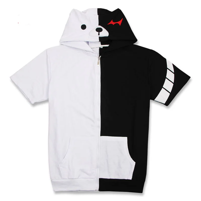 Аниме Danganronpa Monokuma с короткими рукавами Толстовки капюшоном флис Костюмы для