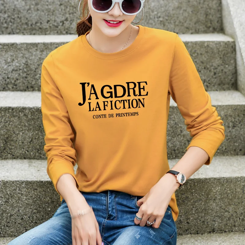 Хит 2019 женская сексуальная облегающая футболка с длинным рукавом буквенным