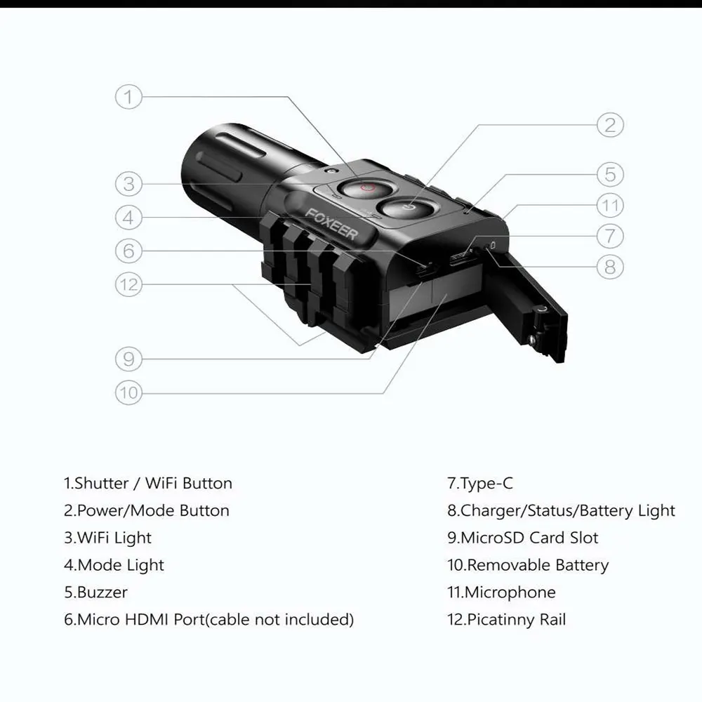 Фоксир Легенд 4К 25мм/35мм/50мм Воздушный оптический прицел для экшн-камеры FPV Mini с цифровым зумом 1X-5X с Wi-Fi-приложением для Части Аксессуары на CNC Ambrella.