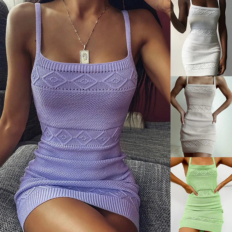 

Spring And Summer New Products Pure Color Jacquard Dress Summer Sexy Sling Miniskirt Female Slim Short One-Step Skirt