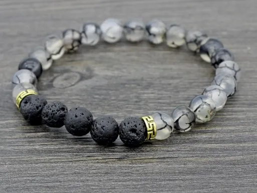 Регулируемые черные резьбовые браслеты с разделителем эфирных масел 8 мм