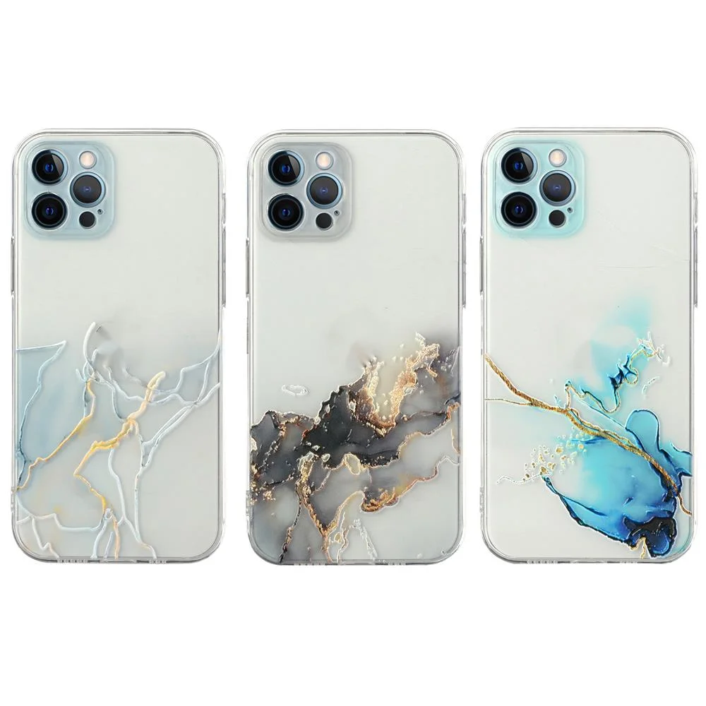 

for iPhone 13 12 11 Pro Max Mini XS Max XR X 7 8 Plus SE 2020 Case IMD Bling Marble Soft Transparent Cover Housing Coque