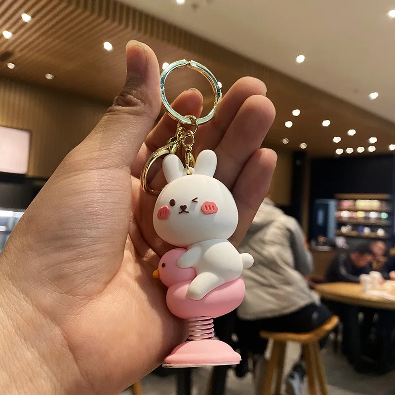 

Cartoon Animal Keychain Creative Personality Silicone Piggy Little Bear Rabbit Bag Backpack Car Key Pendant Accessories Keyring