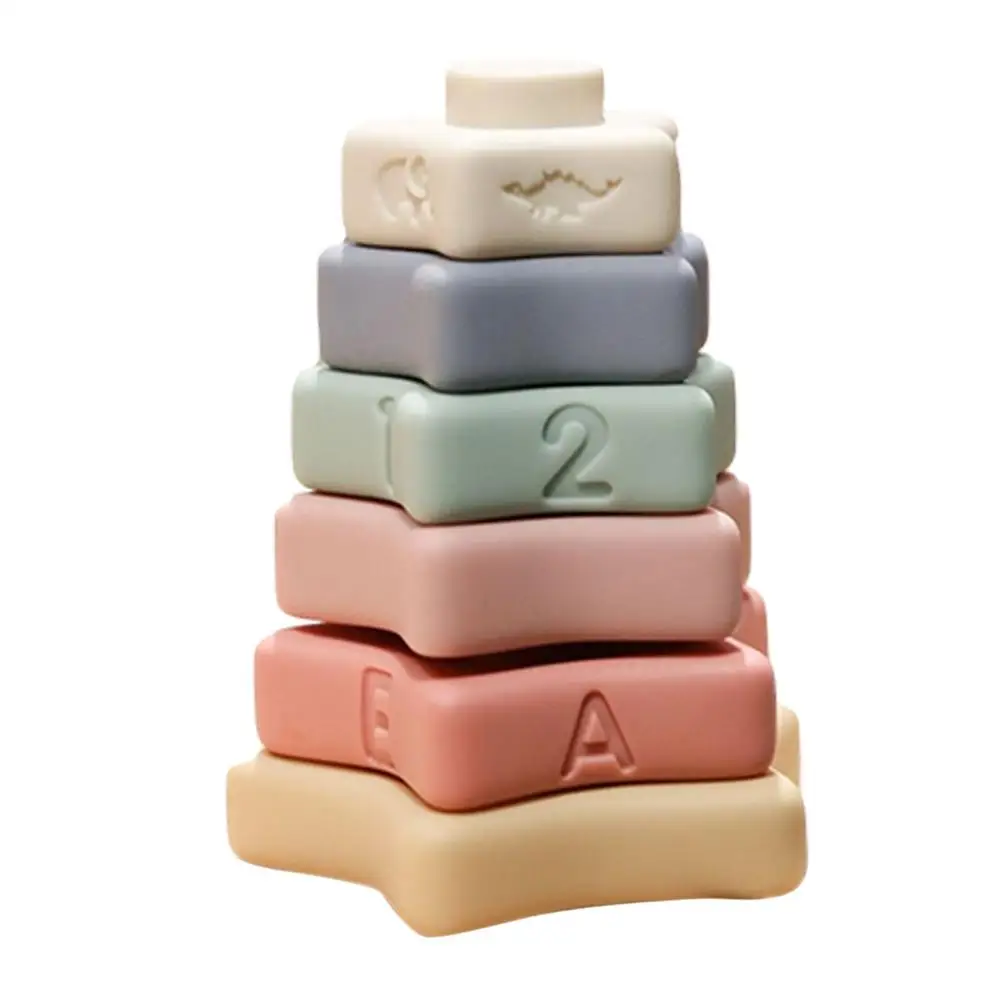 

Детский мягкий силиконовый конструктор, безопасный укладываемый кубик, пищевые игрушки для младенцев, зубы, буквы животных, цифры, узор
