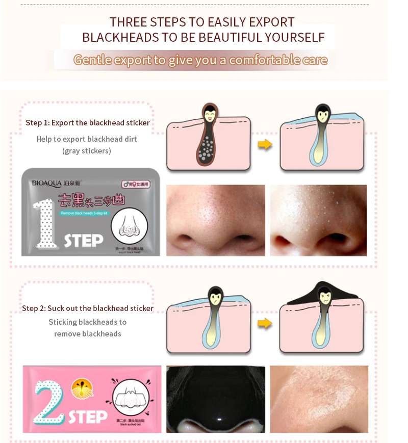 1 шт. BIOAQUA beauty маска с поросячьим носом удаляет средство для удаления прыщей и угрей Прозрачная черная головка 3 шаг Набор Уход за кожей корейская косметика