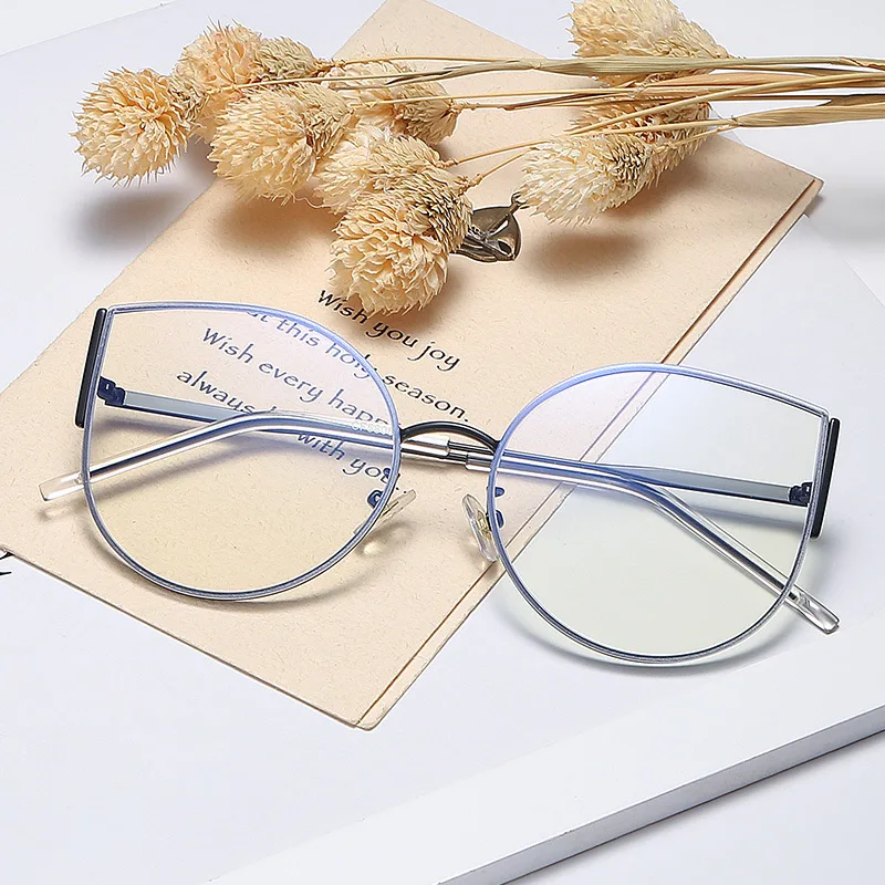 

New Anti-Blue Light Glasses Men and Women Fashion Metal Optical Frame Glasses Frame Frame Goggles Anti-Blue Ray Plain Glasses