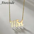 Персонализированные ожерелья Atoztide с одним именем бабочки, открытая табличка с названием, ювелирные изделия из нержавеющей стали, индивидуальный подарок для женщин и мужчин