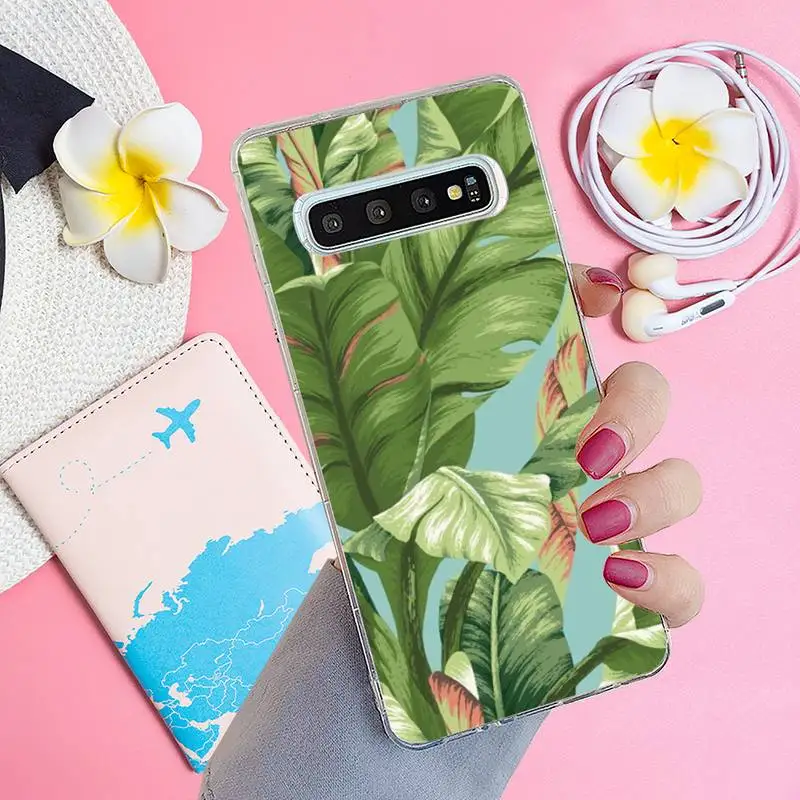 

Retro Leaves Flowers Phone Case Transparent for Samsung A71 S9 10 20 HUAWEI p30 40 honor 10i 8x xiaomi note 8 Pro 10t 11