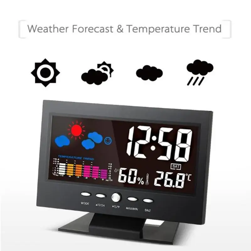 indoor weather station desk clock thermometer hygrometer lcd electronic digital calendars alarm clock temperature humidity meter free global shipping