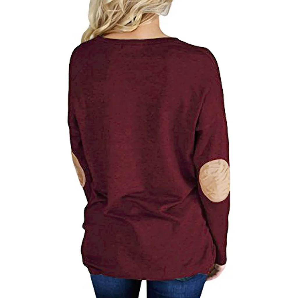 High Recommend Fashion Women Loose Long Sleeve Shirt Solid Patchwork Bottom T-Shirt Tops Clothing | Женская одежда