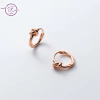 genuine 925 sterling silver hoop earrings smooth knot fashion simple earrings for women personality small ear jewelry