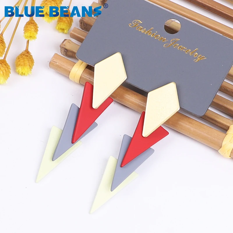 Женские Висячие серьги с голубыми бобами маленькие в богемном стиле