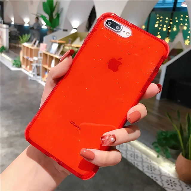 NFH Блестящий прозрачный силиконовый чехол для iPhone 11 Pro Max 6 6S 7 8 Plus, мягкий ударопрочный чехол-бампер на 11 XS Max XR - Цвет: Красный