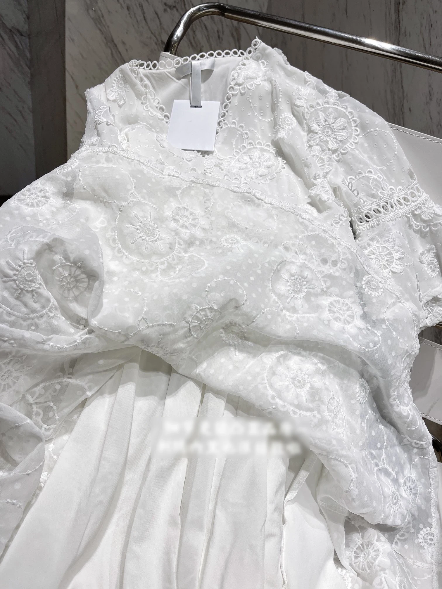 

Haute Couture Embroidery Lace Ruffle Hollow Out V-Neck CD White High Quality Mini Sweet Chic Elegant Luxury Limited Women Dress