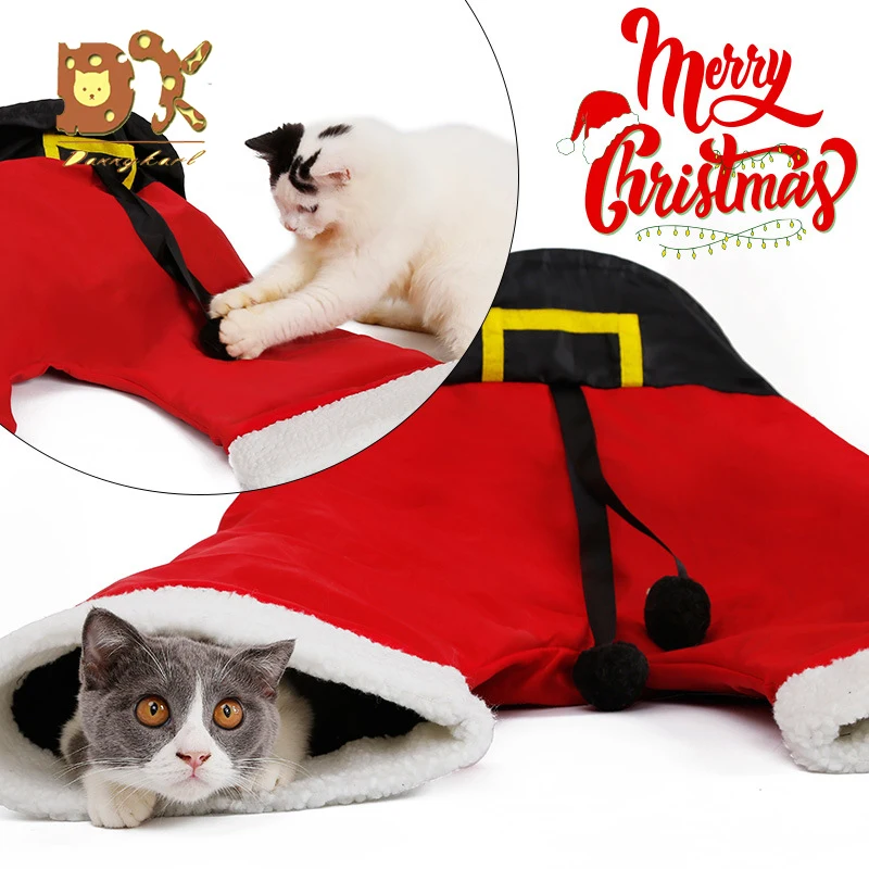 2019 Рождество Санта брюки туннель для кошек складной 3 способ играть игрушка