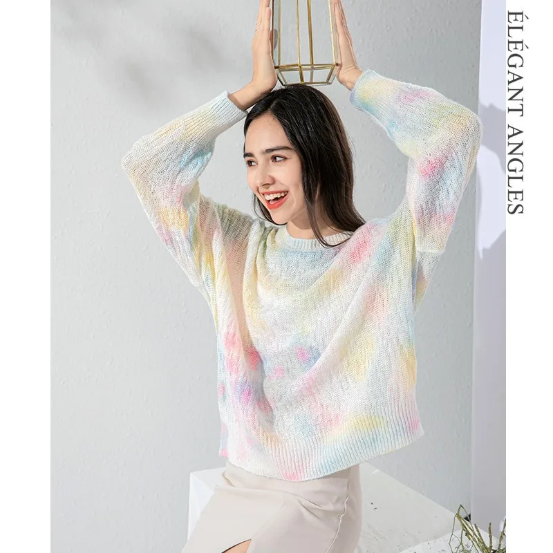 

Loose Mohair Sweater Autumn New Color Youth Sweater Women Pullover Color Spray Dye Women's Sweater Fall 2020 Women Clothing