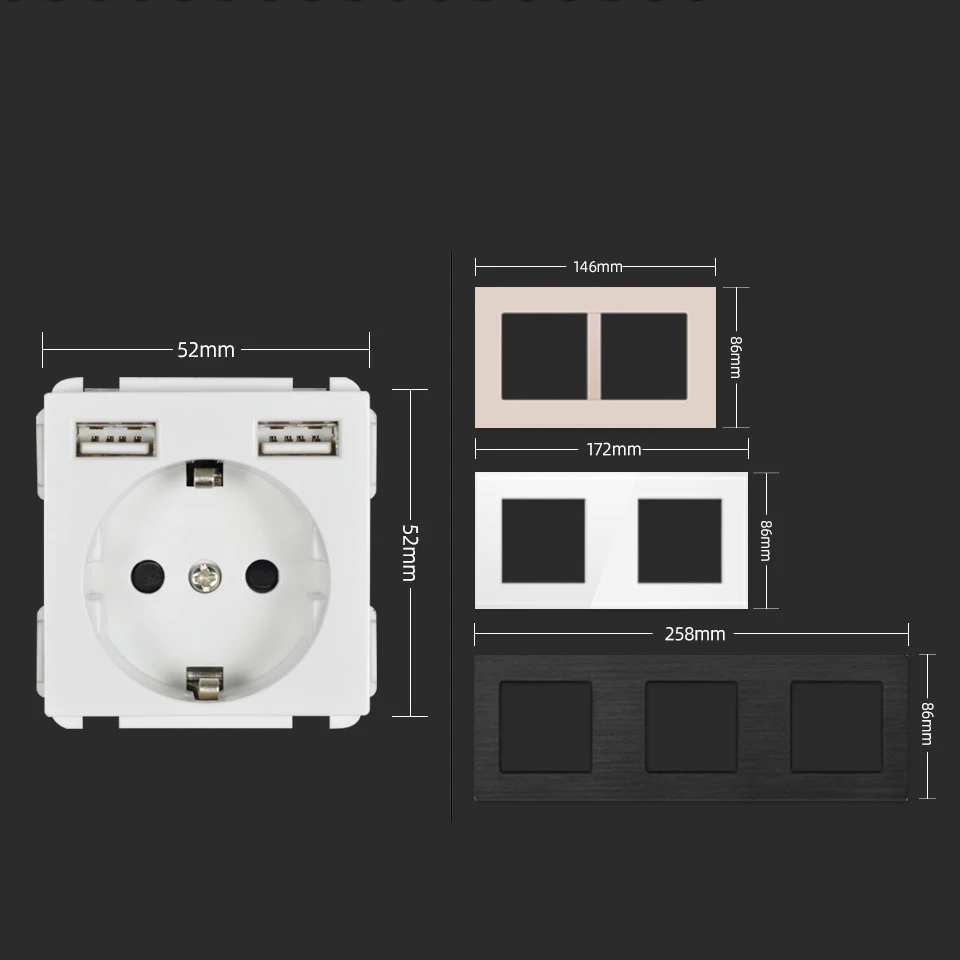 Настенная розетка с usb разъемом 1/2/3 способ ЕС штепсельная Интернет кабель