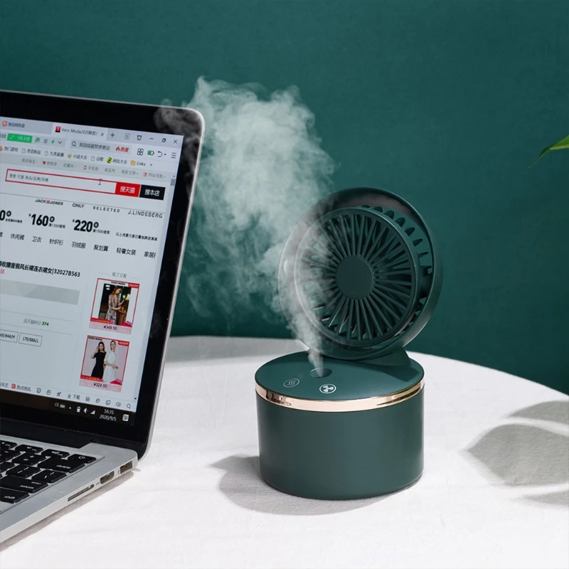 

3 Speed Misting Fan with Humidifier Desk Fan 2000mAh USB Rechargeable Air Conditioner Fan for Home Office Room Outdoor