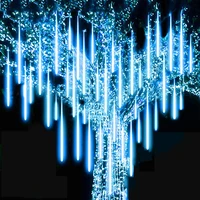 30cm 50cm outdoor waterproof 8 tube meteor shower led color light string christmas tree decoration for home navidad garden decor