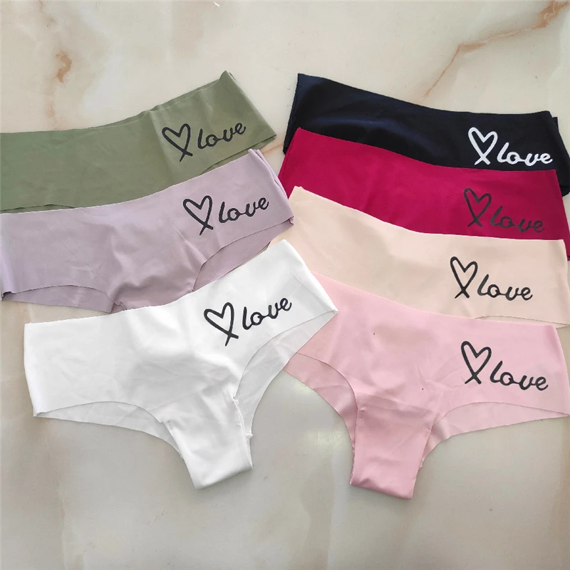 

English letters seamless underwear, low waist underwear, comfortable ice silk thin underwear, girl underwear, large size briefs