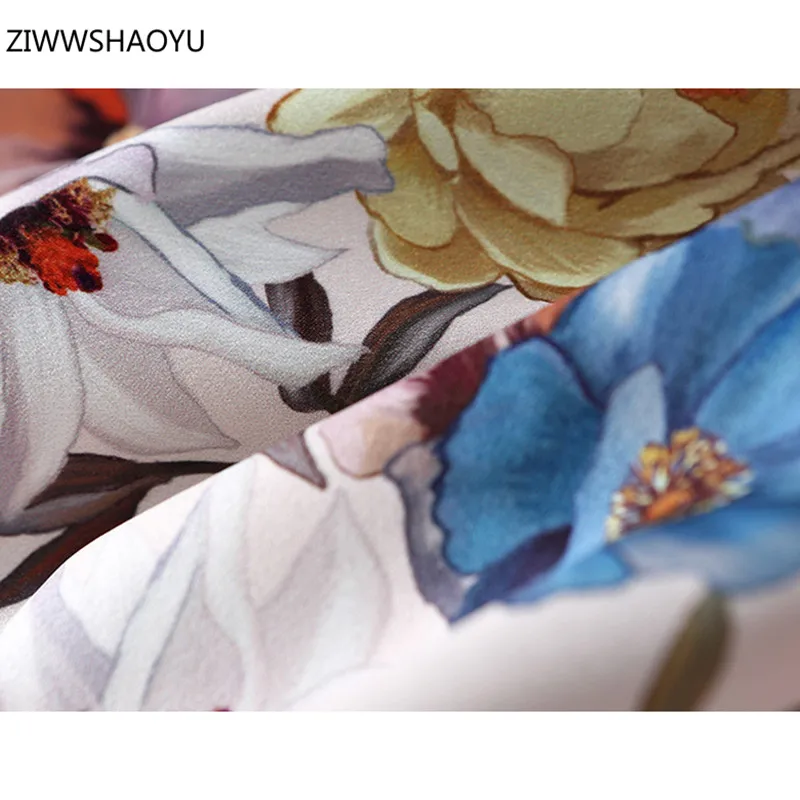 

Ziwwshaoyu 2021 Summer Woman Fashion Elegant Floral Printing A-Line High Waist All-Match Knee-Length Skirt