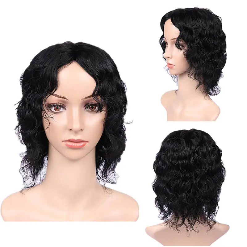 Natural Black FAVE Pixie Cut парик короткие парики из человеческих волос бразильский Реми прямой парик натуральный черный с челкой зрелых и способный прическа парик - Цвет волос: Natural Black