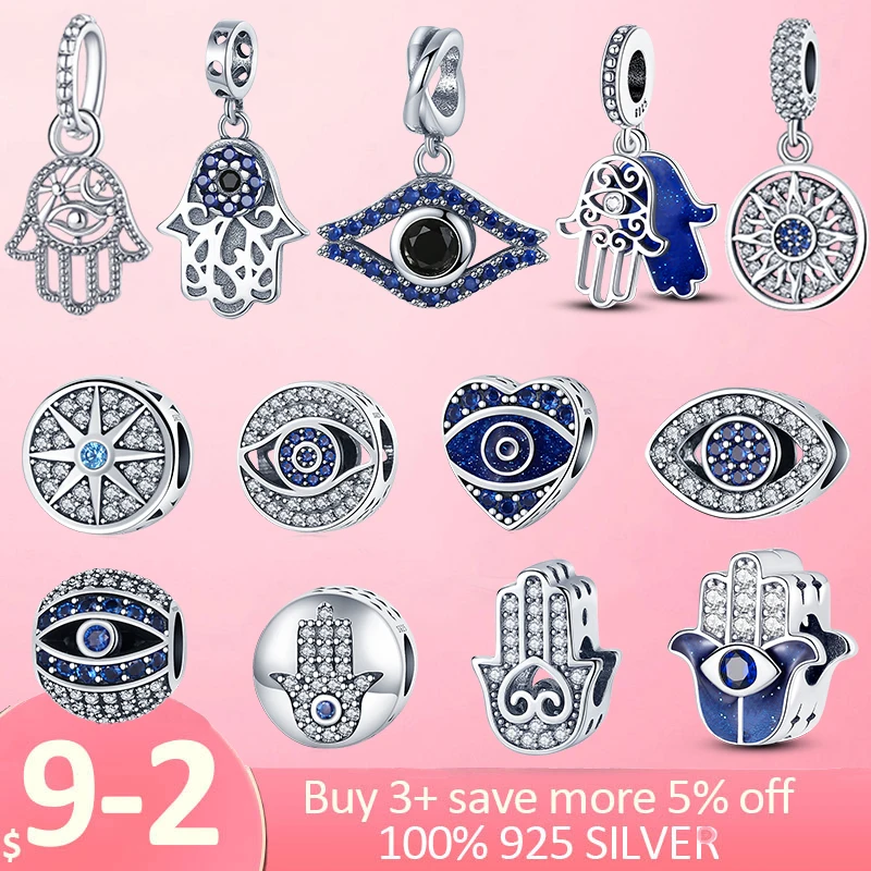 Горячая Распродажа Шарм на удачу 925 пробы Серебряный защитный рука хамса